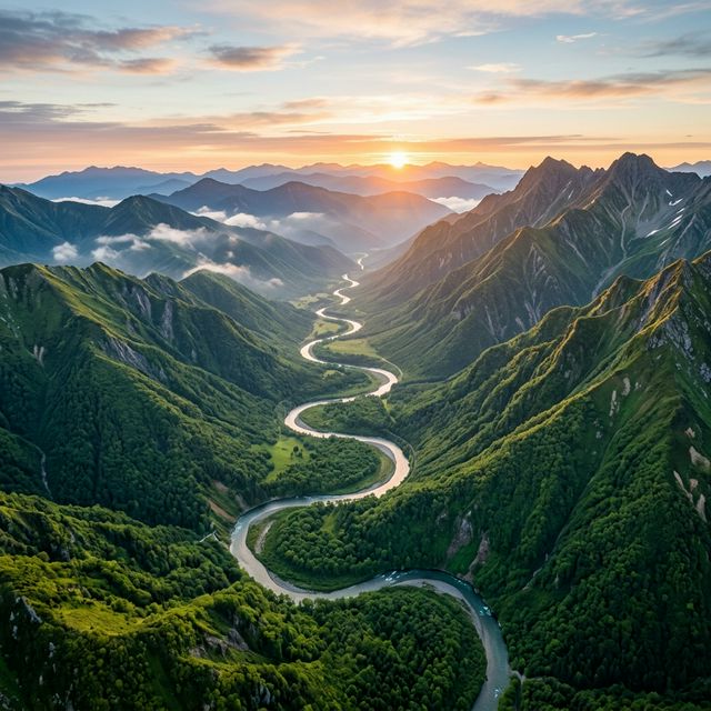 Paysage de montagne au lever du soleil
